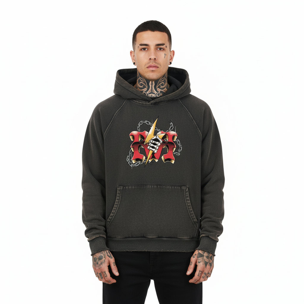DBD Wolf | Vintage Washed Frayed-Hem Hoodie