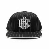 Pinstripe Monogram - Black / White Stripes Snapback Hat