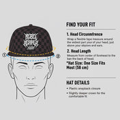 Pinstripe Monogram - Black / White Stripes Snapback Hat