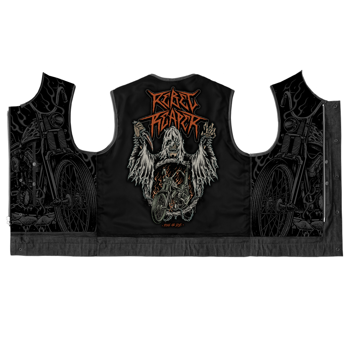 The Death's Clutch Black Denim Vest | Short Torso