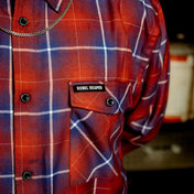 Anaglyph Mens Flannel Shirt with Plaid Design and Chest Pocket in Rebel Reaper premium fabric