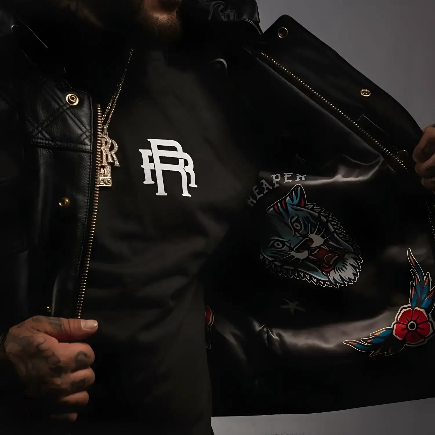 Back In Black Leather Jacket - Rebel Reaper Clothing Company
