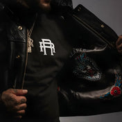 Back In Black Leather Jacket - Rebel Reaper Clothing Company