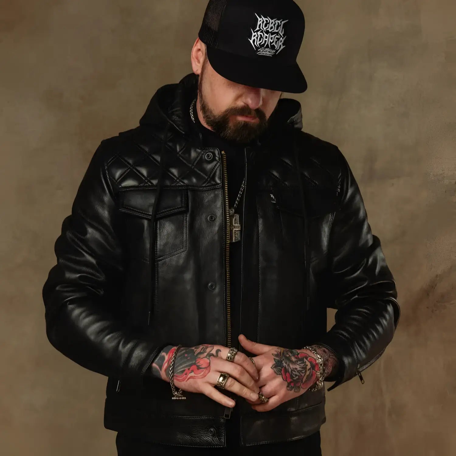 Back In Black Leather Jacket - Rebel Reaper Clothing Company