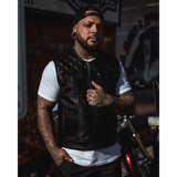 Back In Black Leather Vest - Collarless