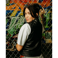 Back In Black Women’s Leather Vest with conceal carry pockets in premium cowhide leather