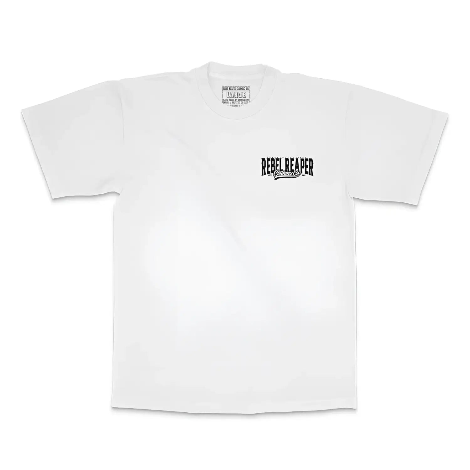 Badge Font Tee | White - Rebel Reaper Clothing Company