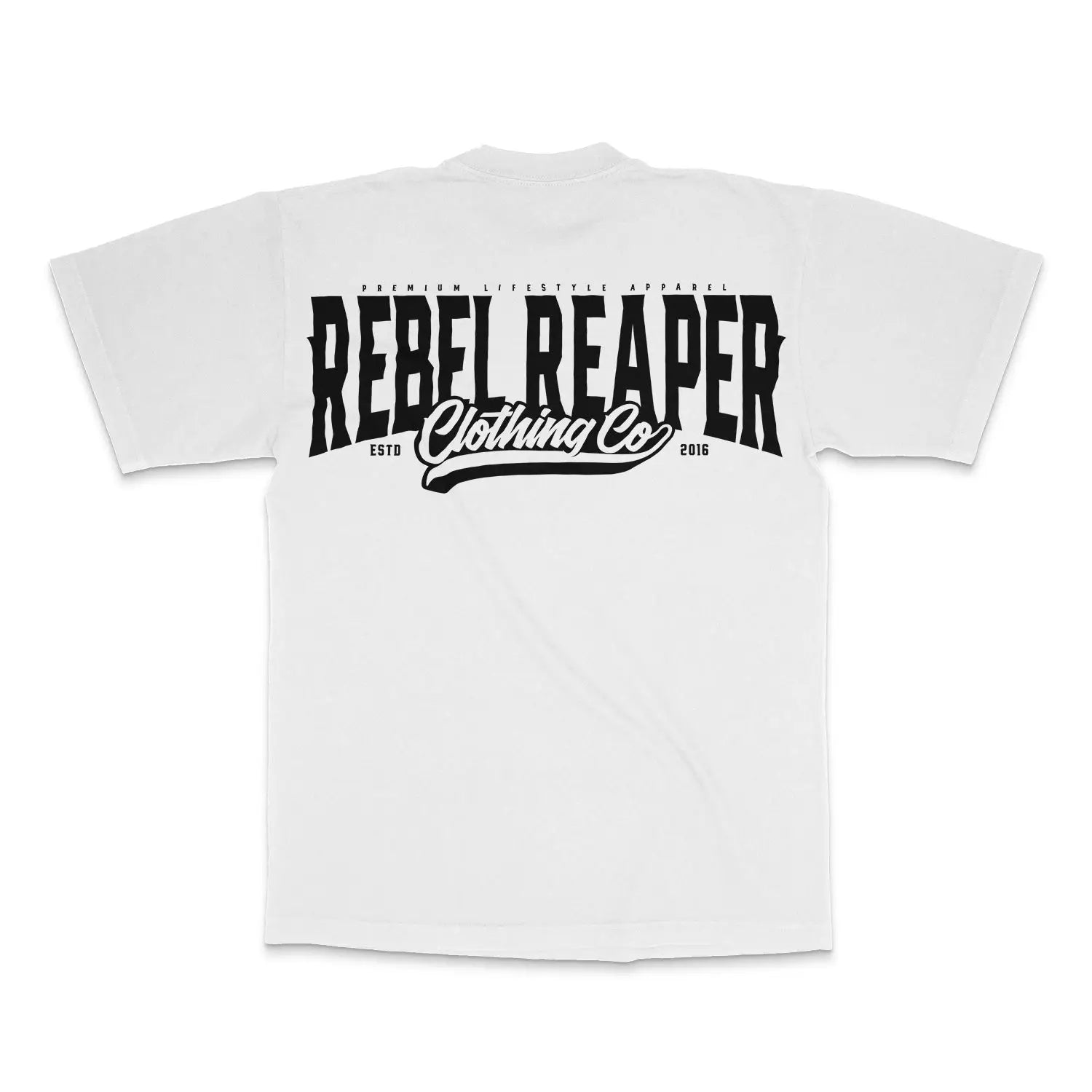 Badge Font Tee | White - Rebel Reaper Clothing Company