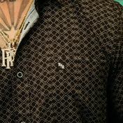 Black Barb Wire Button Up Shirt - Rebel Reaper Clothing Company