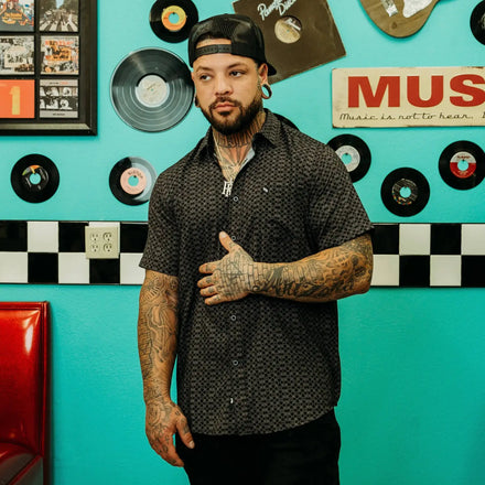 Black Barb Wire Button Up Shirt - Rebel Reaper Clothing Company