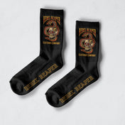 Black Serpent Skull Crew Socks with skull and dragon design for comfortable style