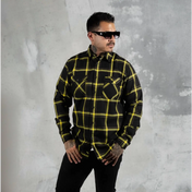 Black and yellow plaid Burgh Flannel Shirt with Rebel Reaper exclusive design