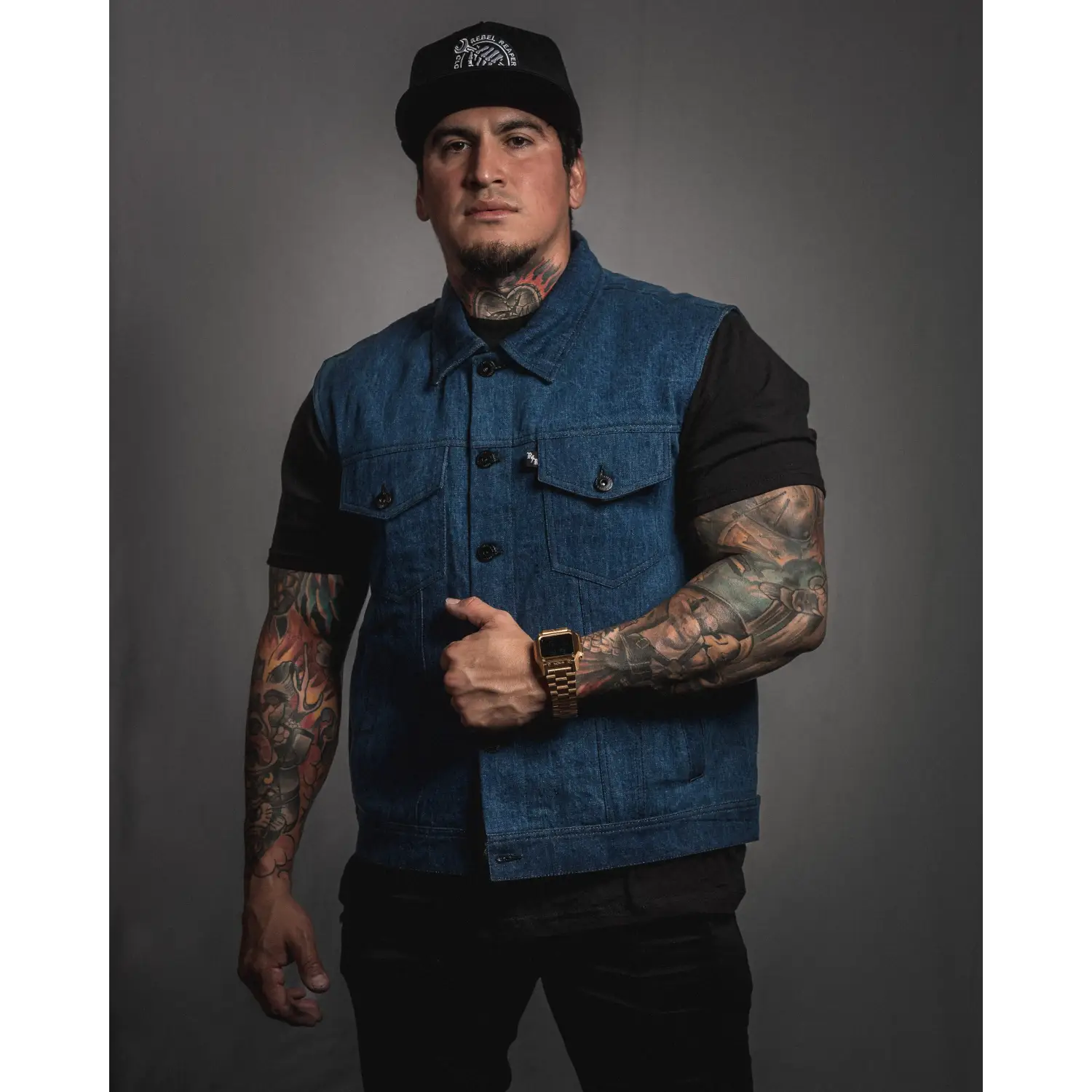 Burke Vest | Washed Blue Denim - Rebel Reaper Clothing Company