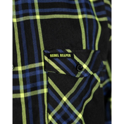 Burton Mens Flannel with plaid pattern, hidden collar buttons, chest pocket slits