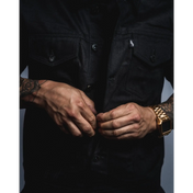 Capone Black Denim Collared Vest - Rebel Reaper Clothing Company