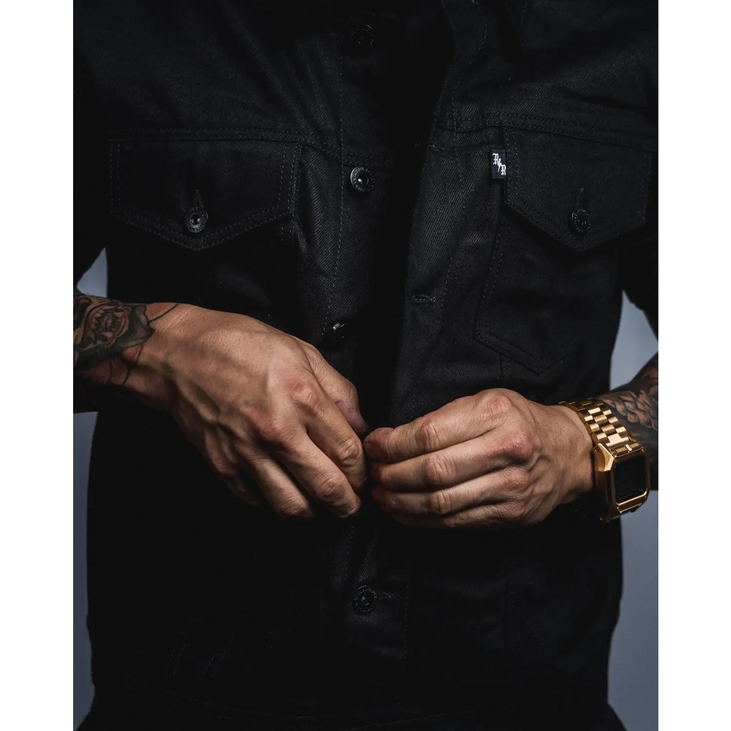 Capone Black Denim Collared Vest - Rebel Reaper Clothing Company