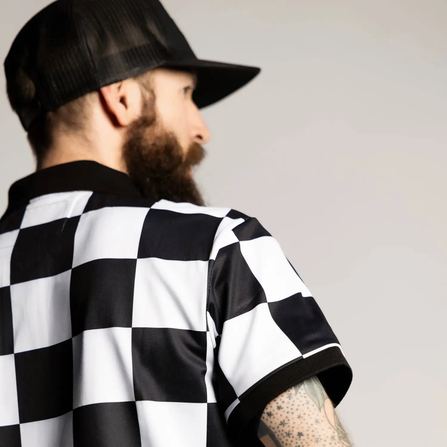 Checkered White & Black Pique Polo Shirt - Rebel Reaper Clothing Company