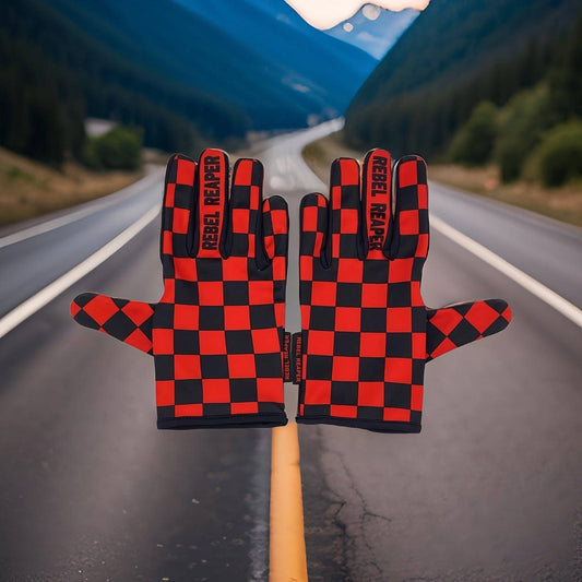 Checkered | Red or White Versions | Moto Gloves *DISCONTINUED*