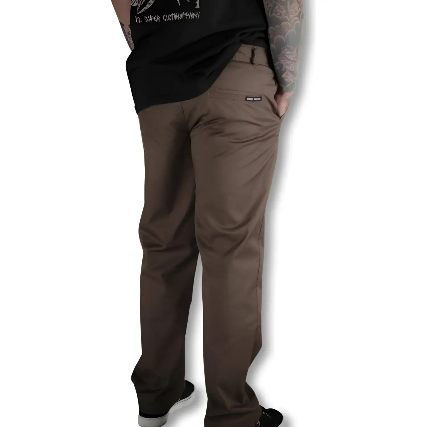 Brown rebel reaper chino pants with flex-tek stretch for casual comfort