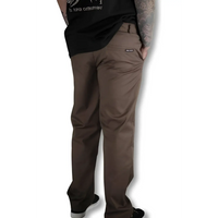 Brown rebel reaper chino pants with flex-tek stretch for casual comfort