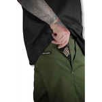 Olive green Chino Pants with zipper pocket featuring rebel reaper and flex-tek stretch waistband