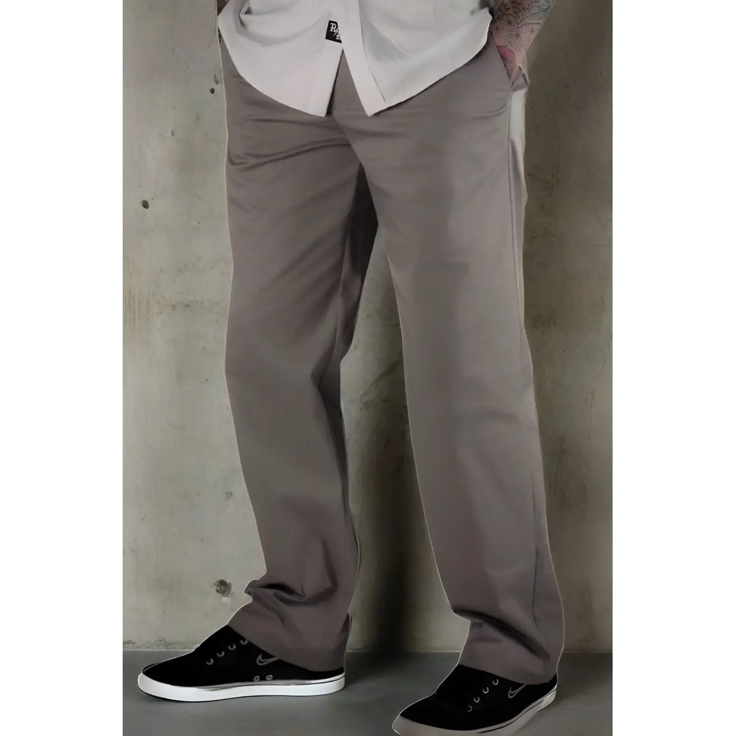 Gray casual Chino Pants with Flex-Tek stretch waistband and moisture-wicking fabric