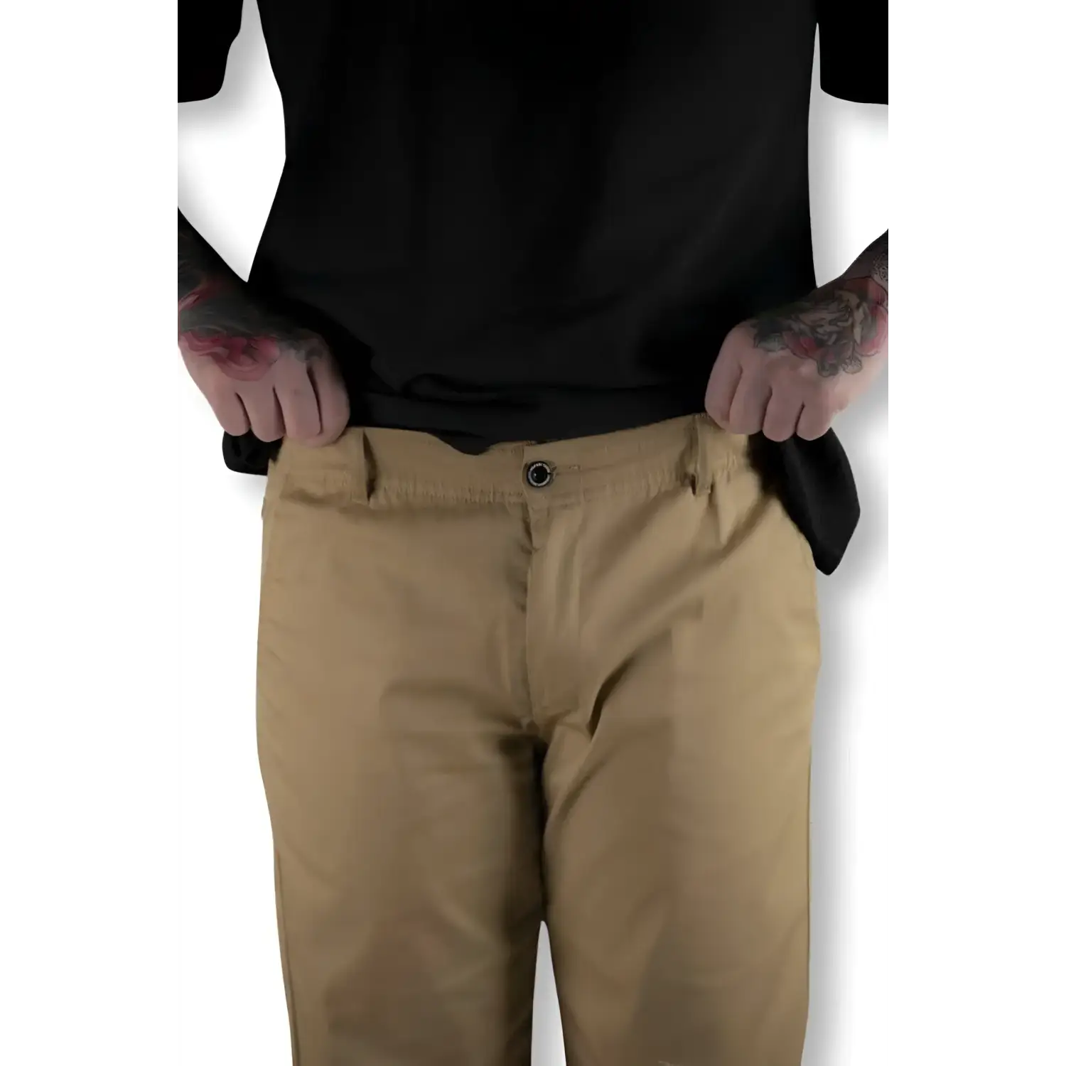 Rebel Reaper khaki chino pants with flex-tek stretch waistband for stylish comfort