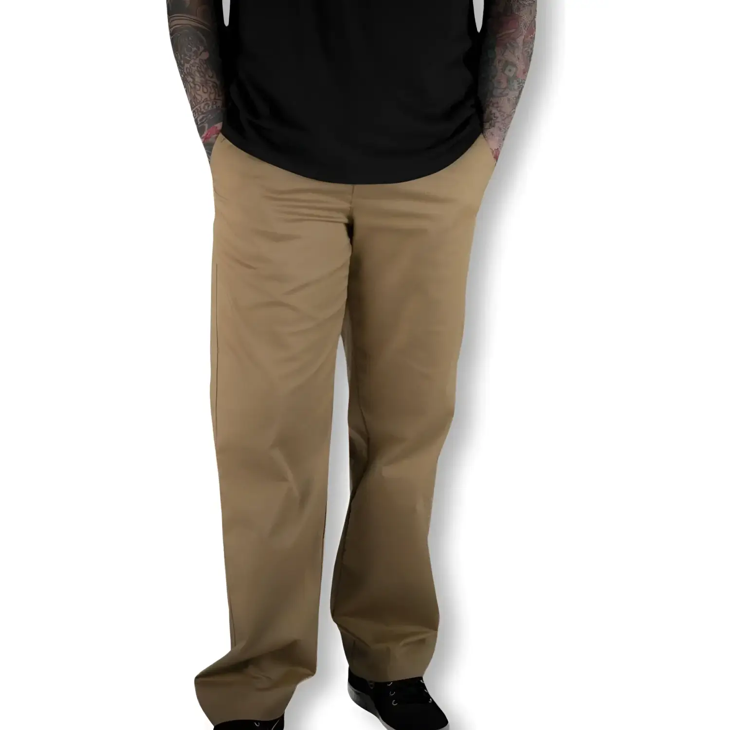 Rebel Reaper khaki chino pants with flex-tek stretch waistband and loose fit