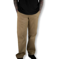 Rebel Reaper khaki chino pants with flex-tek stretch waistband and loose fit