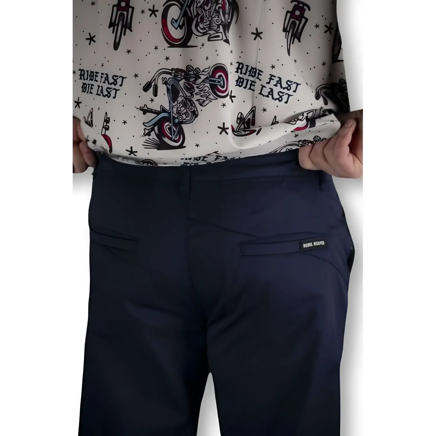 Navy Blue Chino Pants with Hidden Stash Pocket and Flex-Tek Stretch Waistband