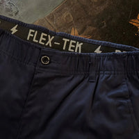 Navy blue Flex-Tek chino pants with hidden stash pocket and flex-tek stretch waistband