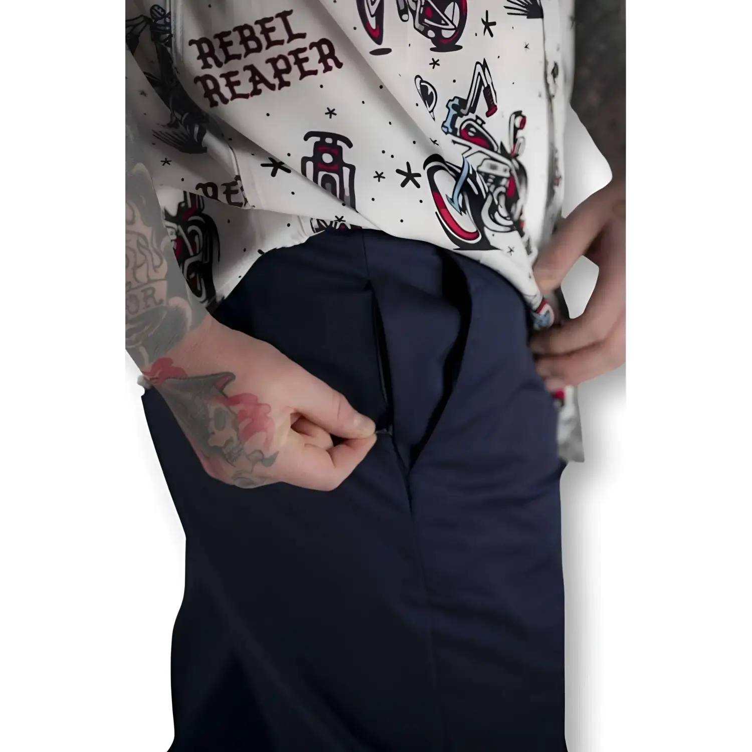 Navy Blue Chino Pants with Hidden Stash Pocket and Flex-Tek Stretch Waistband