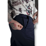 Navy Blue Chino Pants with Hidden Stash Pocket and Flex-Tek Stretch Waistband