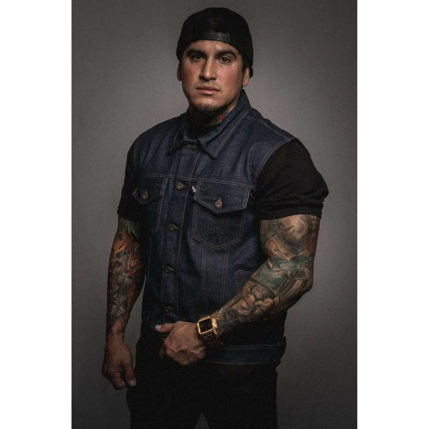 Costello Indigo Blue Denim Collared Vest - Rebel Reaper Clothing Company