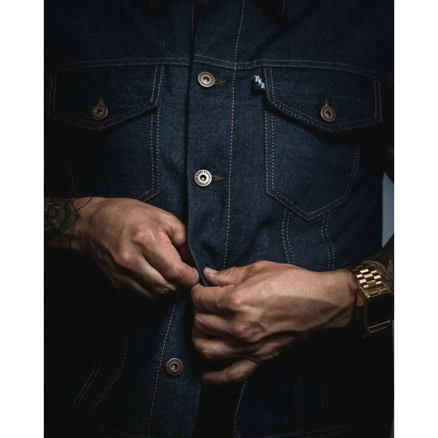 Costello Indigo Blue Denim Collared Vest - Rebel Reaper Clothing Company