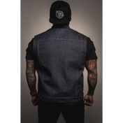Costello Indigo Blue Denim Collared Vest - Rebel Reaper Clothing Company