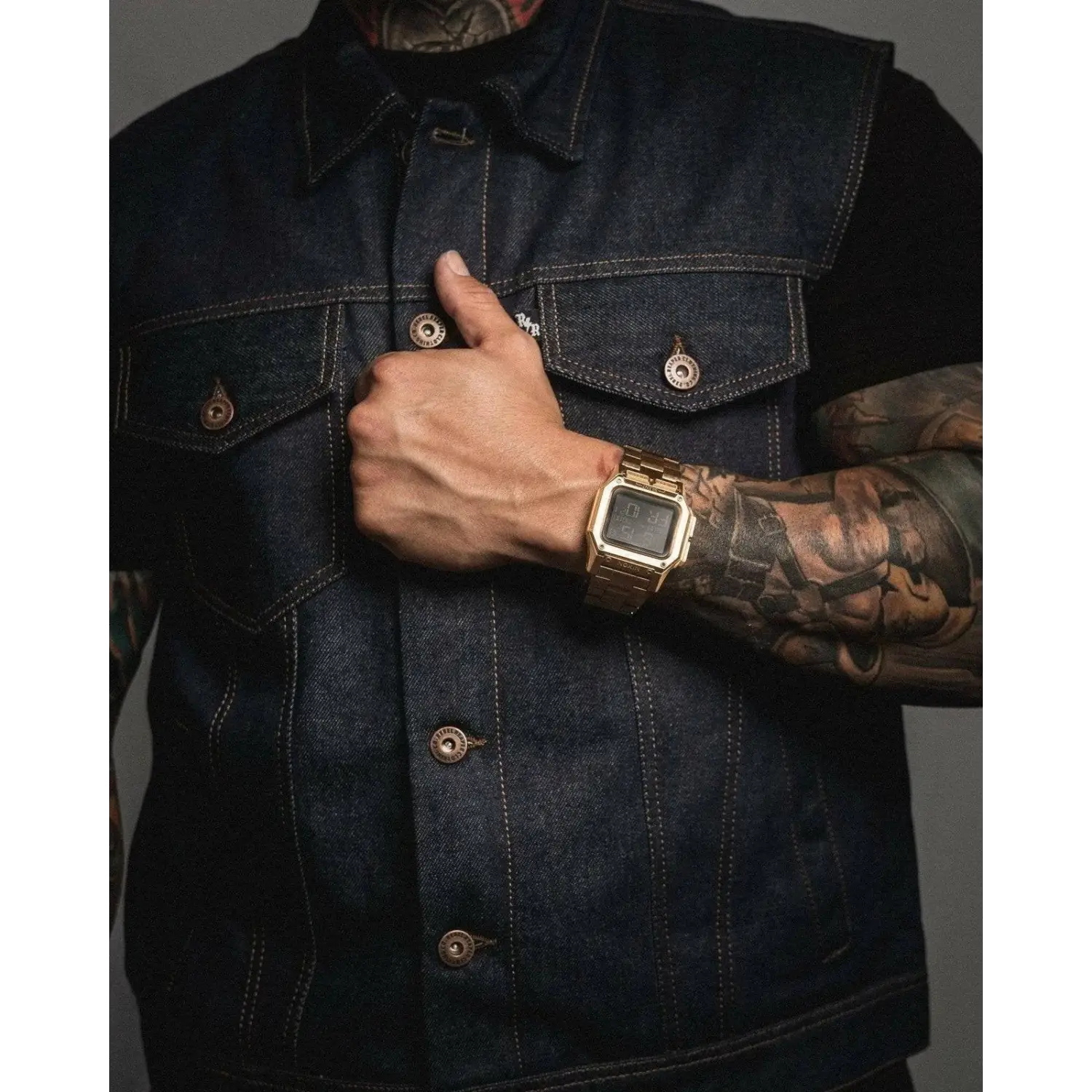 Costello Indigo Blue Denim Collared Vest - Rebel Reaper Clothing Company