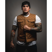 Cream Double Diamond Tan Canvas Vest - Rebel Reaper Clothing Company