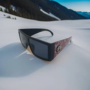 Dana Retro Squared Sunglasses with patterned temples and UV400 protection for a rebel reaper look