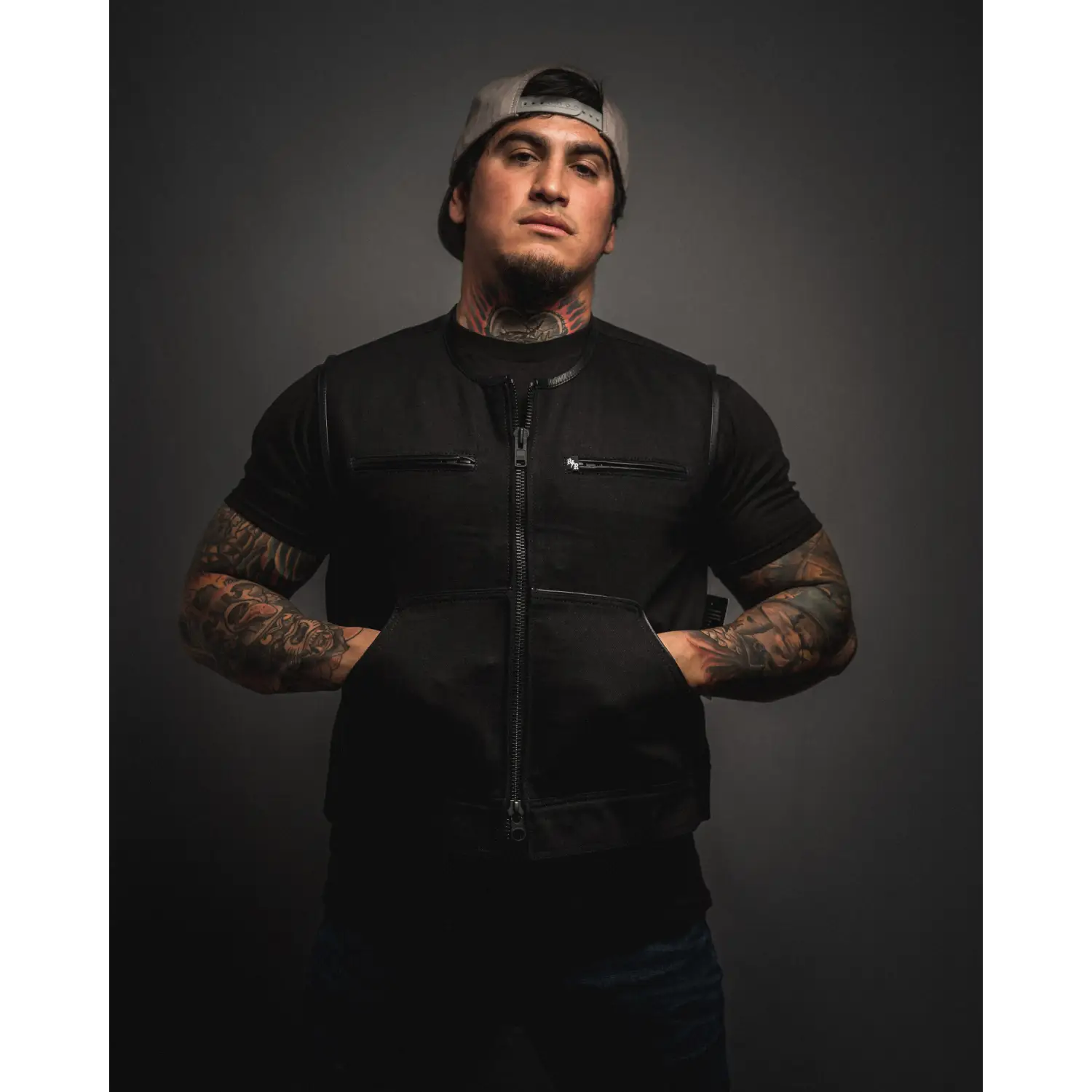 Dog Town Black Denim Collarless Vest - Short Torso *In-Store Only* - Rebel Reaper Clothing Company