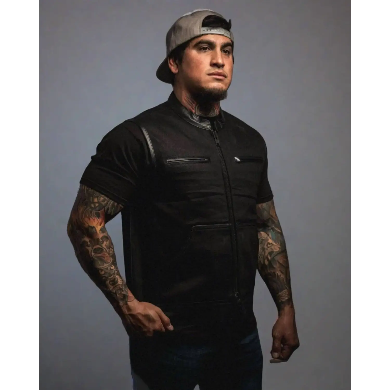 Dog Town Collared Black Denim Vest - Rebel Reaper Clothing Company