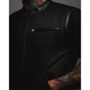 Dog Town Collared Black Denim Vest - Rebel Reaper Clothing Company