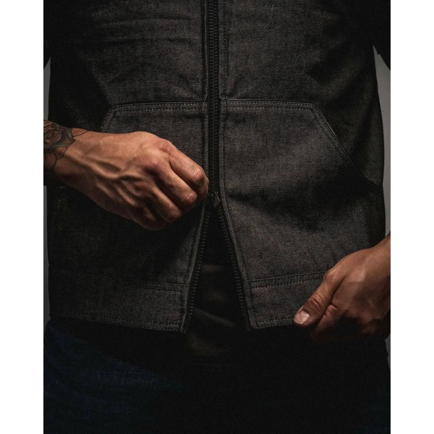 Dog Town Collared Charcoal Denim Vest - Rebel Reaper Clothing Company