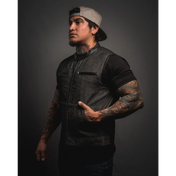 Dog Town Collared Charcoal Denim Vest - Rebel Reaper Clothing Company