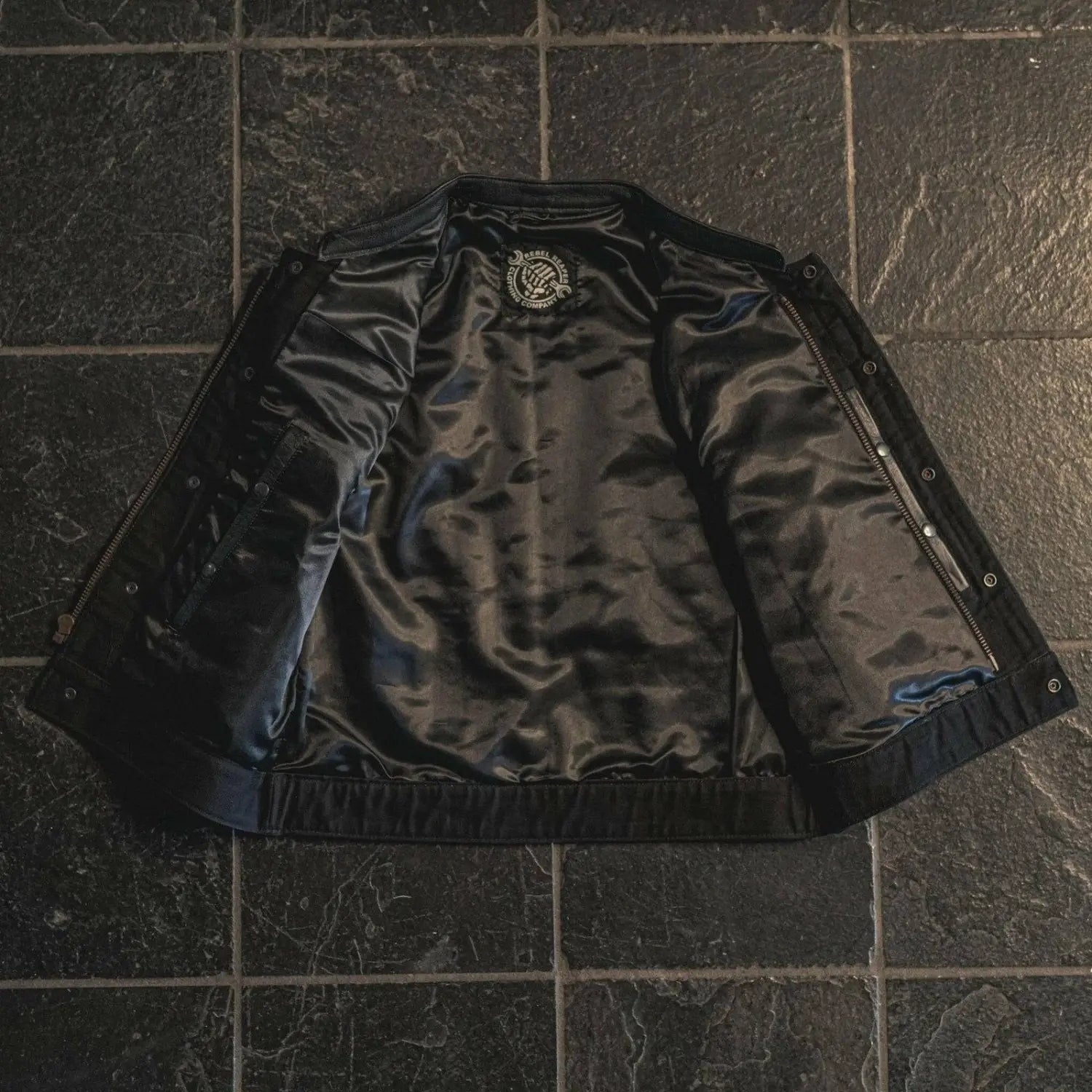 Eastwood Black Leather Vest - Collared - Rebel Reaper Clothing Company
