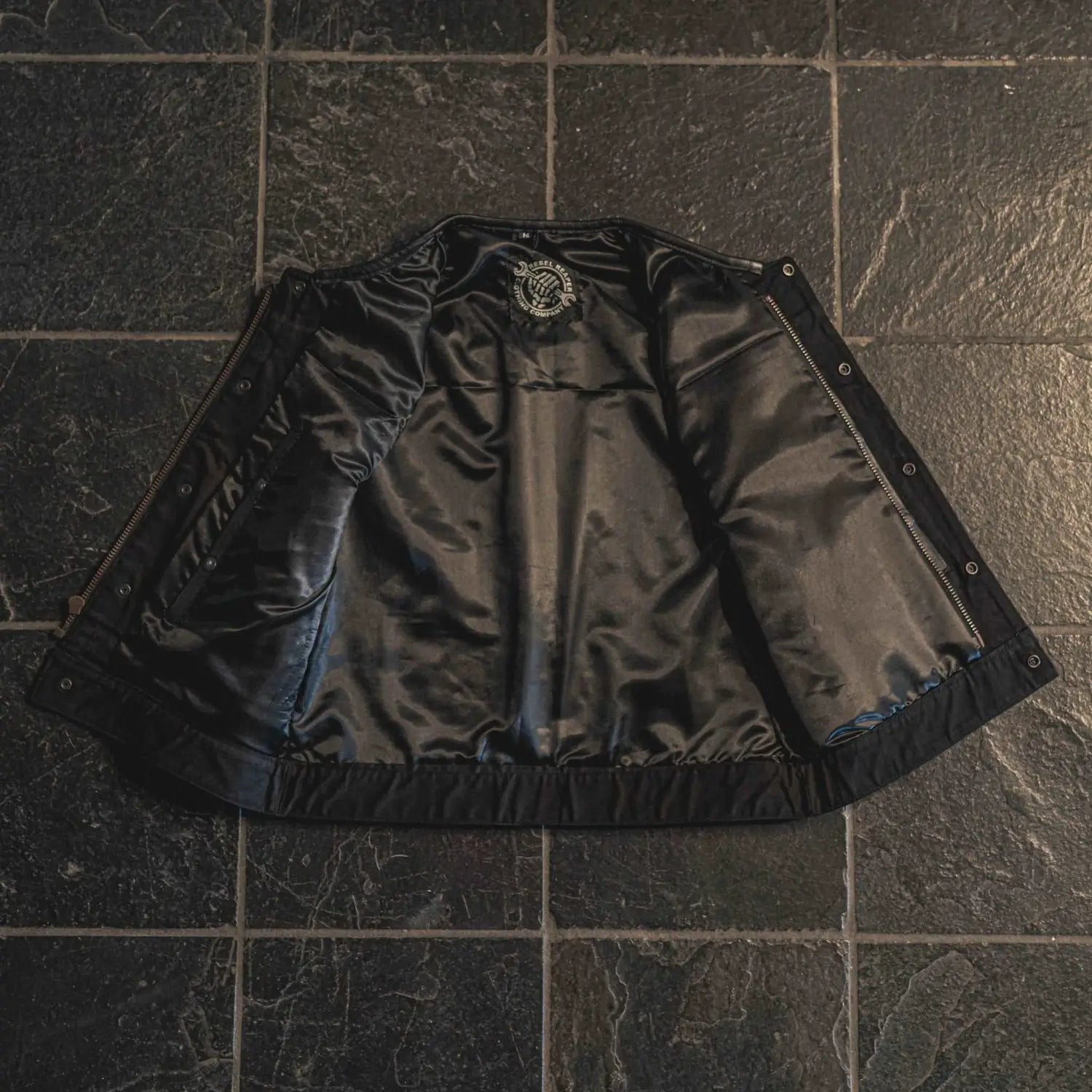 Eastwood Black Leather Vest - Collarless - Rebel Reaper Clothing Company