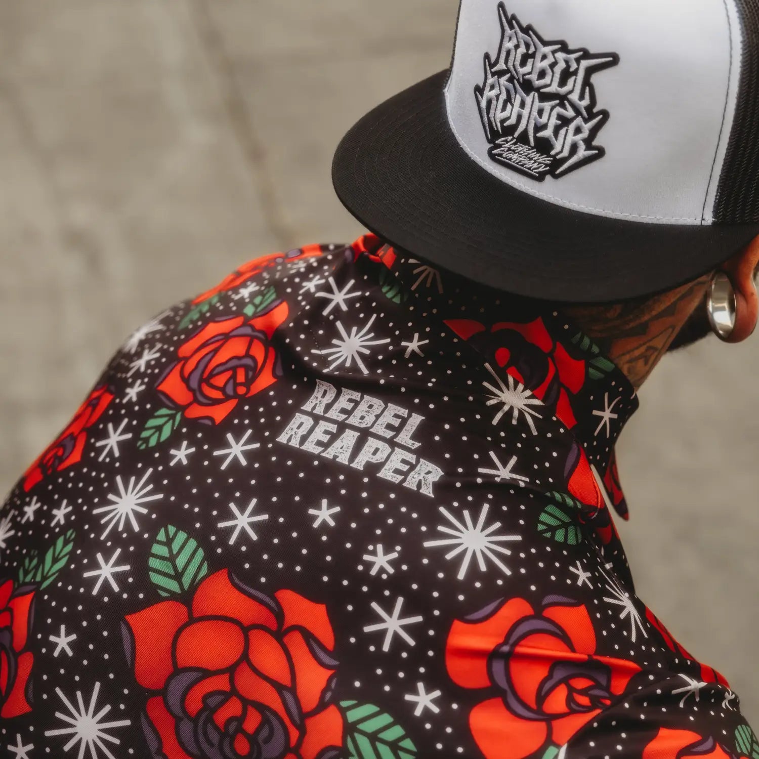 Floral and star patterned Roses Premium Polo shirt for casual outings and bold design style