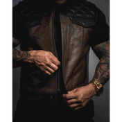 Harvester of Sorrow Brown & Black Leather Vest with Double Diamond - Rebel Reaper Clothing Company