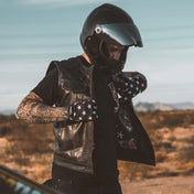 Harvester of Sorrow Brown & Black Leather Vest with Double Diamond - Rebel Reaper Clothing Company