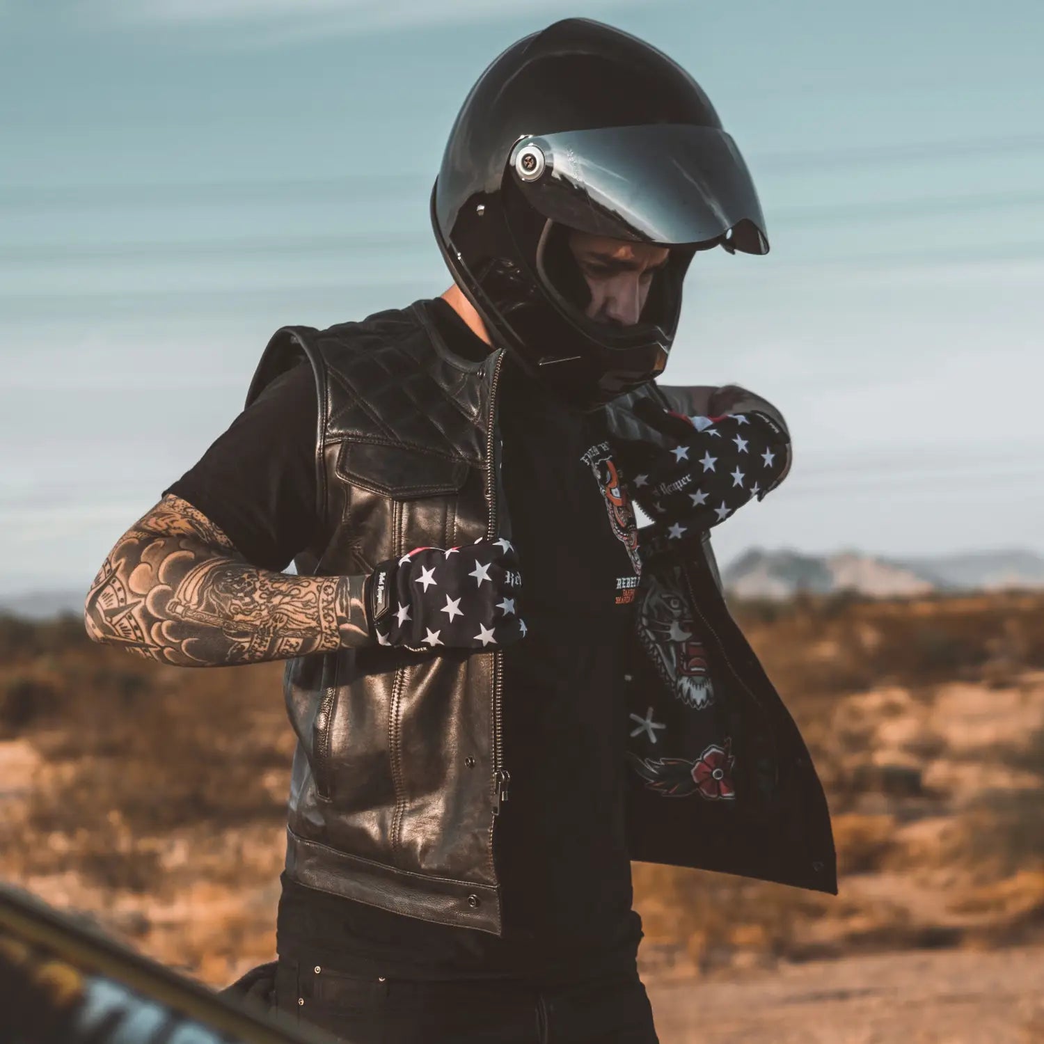 Harvester of Sorrow Brown & Black Leather Vest with Double Diamond - Rebel Reaper Clothing Company